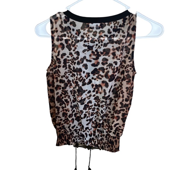 BEBE animal print lace up sleeveless sheer blouse size xx small - Picture 2 of 5